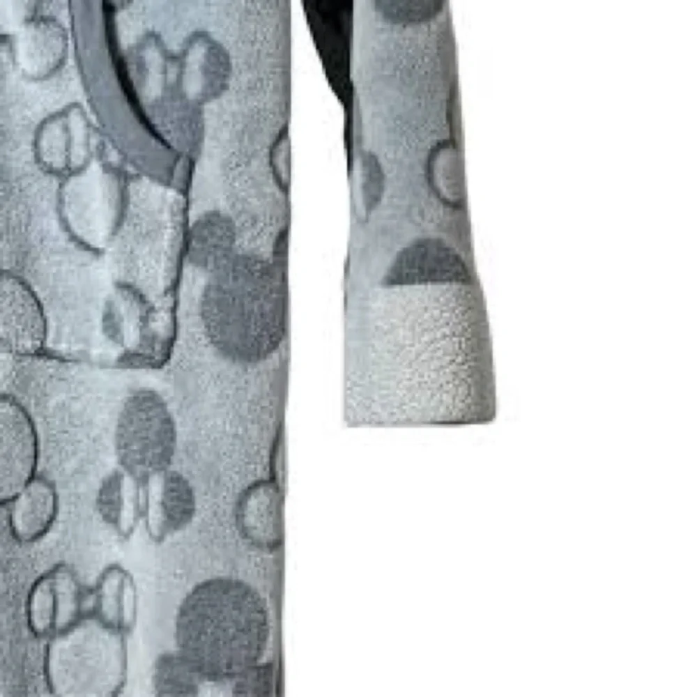 DISNEY Grey Onesie Mickey Pattern Fleece Trimming Mickey Ears size S/m CP1 - Picture 3 of 7